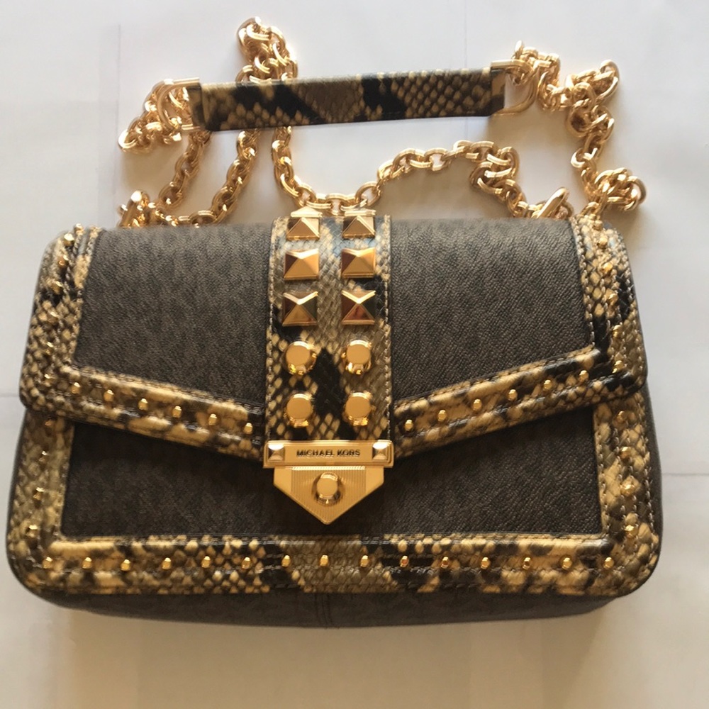 NWT Michael Kors studded snakeskin trim crossbody